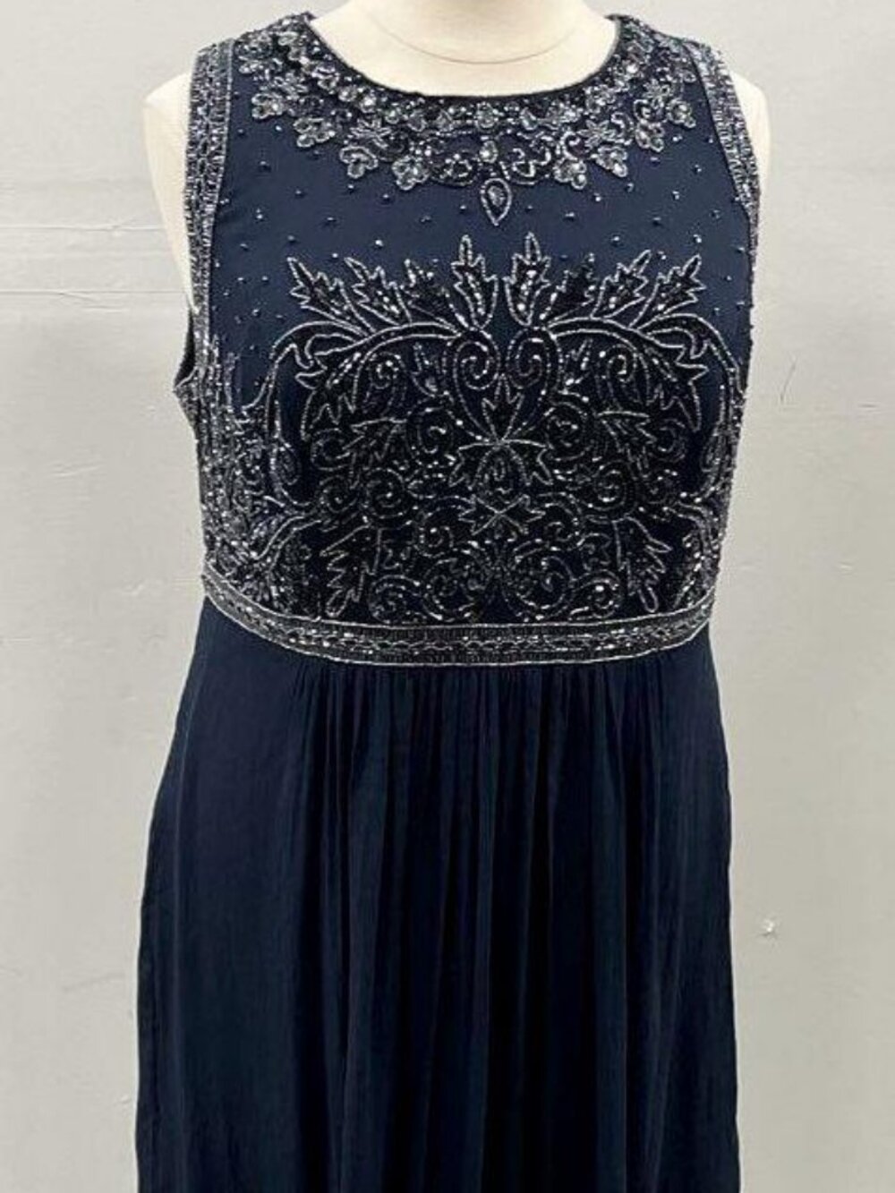 Halter Bead Bodice Chiffon Gown - Picture 3 of 6